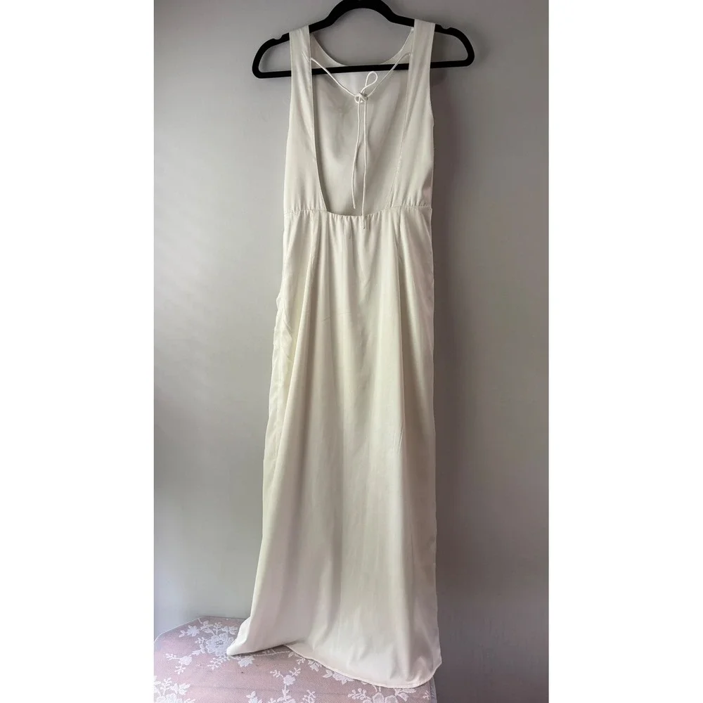 Abercrombie & Fitch Maxi Dress Womens MP Cream Excellent Twist Front Open Back